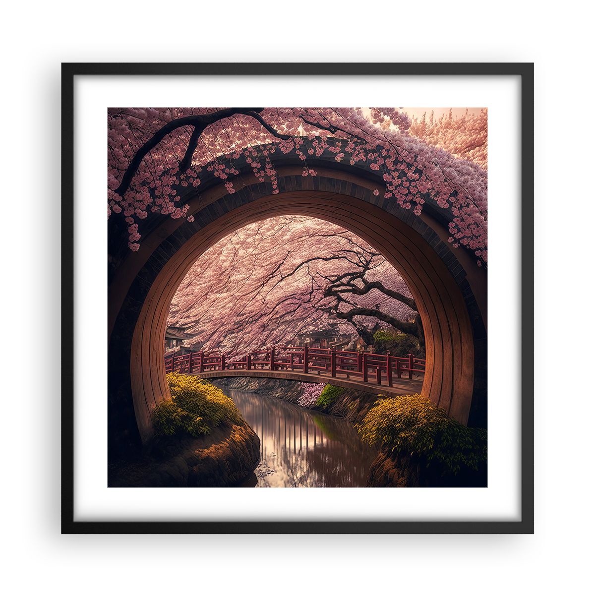 Poster 50x50cm Ponte Giappone Ciliegia Giapponese Stampe Immagini Quadri Moderni