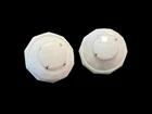 Vintage Domed Faceted White Milk Glass Earrings, Clip On, Mid Century