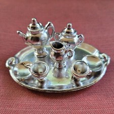 Vintage Creative Crafts Miniature Tea Set Plastic Silver See Pics for Scale 