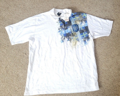 Kani Gold Polo Shirt Mens 2XL 2X White Blue Hip Hop Vintage