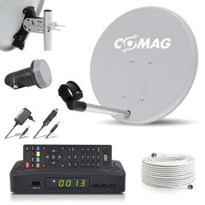 HDTV HD HDMI Camping SAT Anlage Digitale Receiver LNB Mobile 12V 230 Set Comag