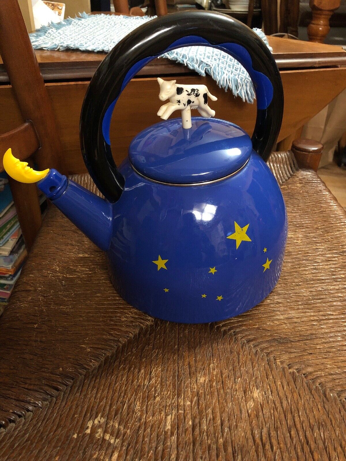kamenstein Teapot  kettle Moon  porcelain enamel over Tea vintage Blue Moon Star Popularna, klasyczna popularność