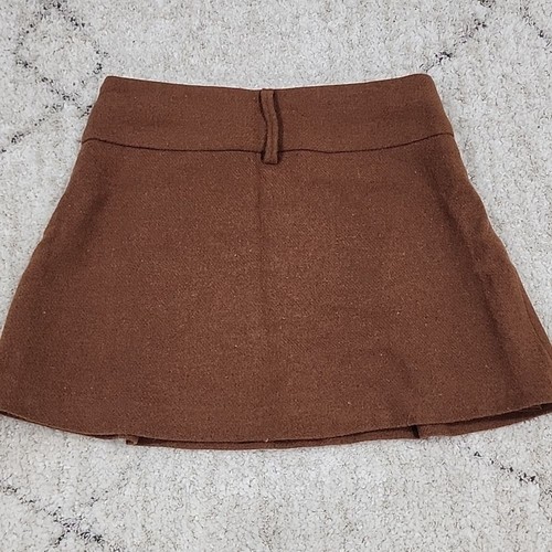 ZARA kids Pleated Skirt Lined Shorts • Size 10 Chocolate Mousse Wool Preppy New - Picture 3 of 9