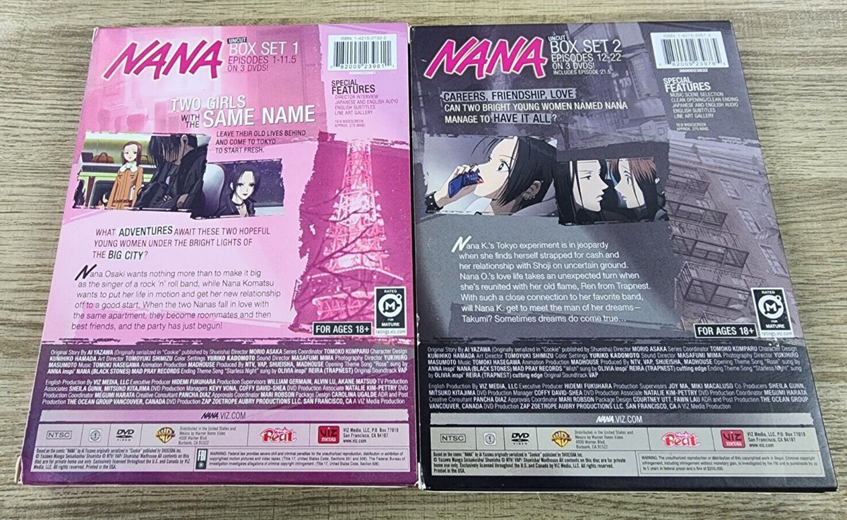 AUTHENTIC USED ANIME DVD NANA - UNCUT - BOX SET 1 & 2 -VIZ MEDIA