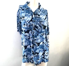 Panama Jack Shirt Mens M Aloha Hawaiian Woody Wagon Blue Casual Vacation Cruise