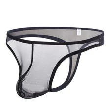 ZONBAILON Men's Underwear Sexy Perspective Mesh Thong Comfortable Big Bag T-Pant