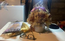 Halloween Costume Lot Rock Star  Curly Wigs Nerd Glasses,  Sequined Tiara