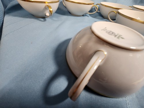 BARONET Eschenbach CHINA REGINA 3 CREAM SOUP BOWLS W/HANDLES & 3 SAUCERS RARE - Picture 6 of 14