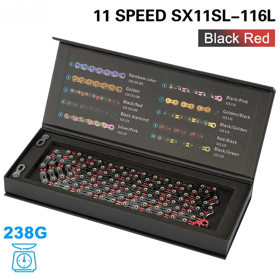 Cadena de bicicleta SX11SL 11 velocidades 116L bicicleta de carretera cadena de diamante pieza de bicicleta con caja Foto 4 de 4