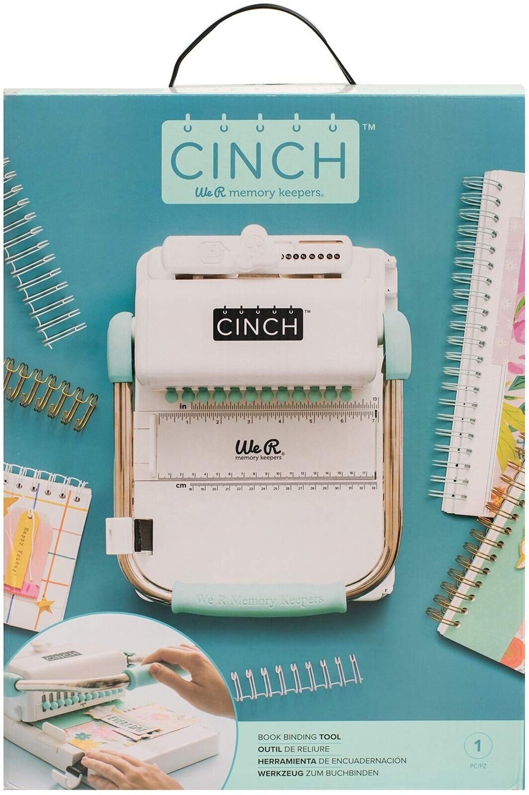 We R Memory Keepers The Cinch Book Binding Machine Version 2 White Aqua 71050-9