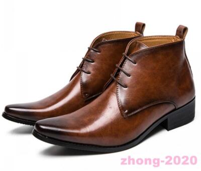 Men's Faux Leather Lace Up Pointed Toe High Top Formal Dress