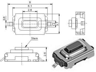 5 Stück SMD Subminiatur-Taster Neu und RoHS kein Porto, FFb, KeyCard, Schlüssel