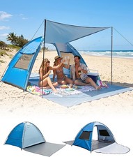 3-Person Beach Tent Sun Shelter W/ UPF 50 UV Protection Portable Sun Shade