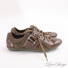 Vintage VTG 2000s Y2K Christian Dior Green Leather Suede Buckle Club Sneakers 39