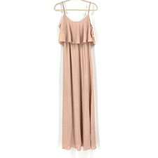 Show Me Your MuMu Caitlin Ruffle Maxi Dress Dusty Blush Crisp XS NWT