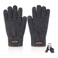 Winter Gloves for Men Touch Screen Cycling Windproof Wool Knit Thick Fleece Offi