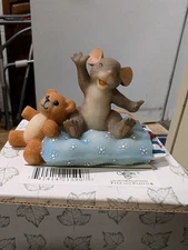 Fitz and Floyd Charming Tails Sleepy-Head  Mouse with Teddy on Pillow