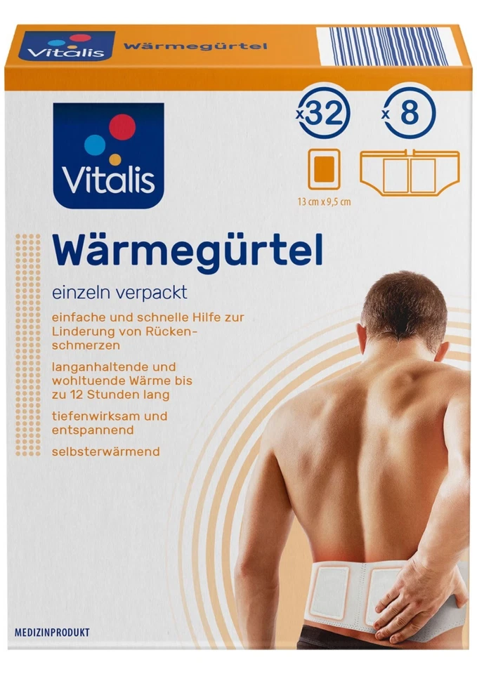 32x VITALIS® Wärmepflaster + 8x VITALIS® Wärmegürtel SET für Rückenschmerzen