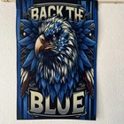 Garden Flag 12x18 Police Back The Blue Eagle American Flag Double Sided Handmade