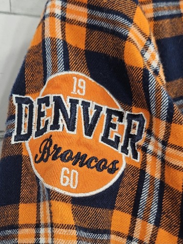NFL Team Denver Broncos Flannel Long Sleeve Button Front Orange Shirt Womens M - Picture 4 of 9