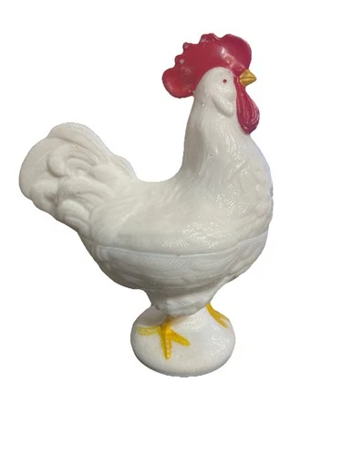 Rooster Westmoreland Milk Glass Painted Standing Covered Candy Dish 9" Vintage