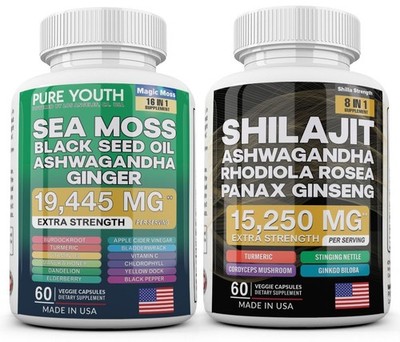 Sea Moss & Shilajit (Ashwagandha, Black Seed Oil, Turmeric, Vitamin D, Ginger)