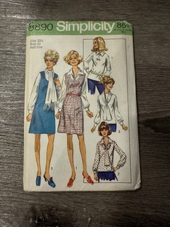 Vintage 1970 Simplicity 8890 Dress Blouse Sewing Pattern Size 20 1/2 Bust 43