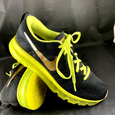 Nike Flyknit Max Air Running Black Volt Gold Mens 8 US Nike iD 845615-993 41 EUR