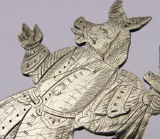 RARE ENGLISH STERLING SILVER TRUSTY SERVANT MENU HOLDER 1898 ANTIQUE 18g