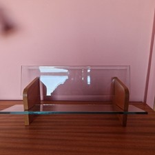 Vintage Mid Century  Table Top  Book Shelf / Book Rack  - Glass + Wood