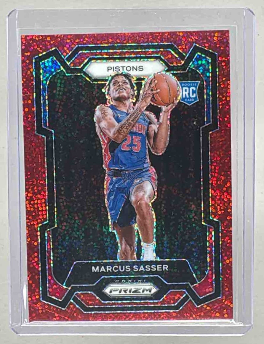 Marcus Sasser 2023 Panini Prizm #174 Red Sparkle Rookie RC