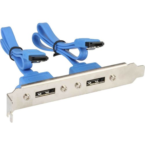 10x InLine eSATA Slotblech 2x eSATA Bu ext auf int SATA Stecker blau 0,3m