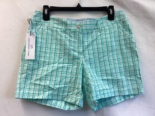 Southern Tide Shorts Womens 4 Green Teal Seersucker Caroline Chino Gingham