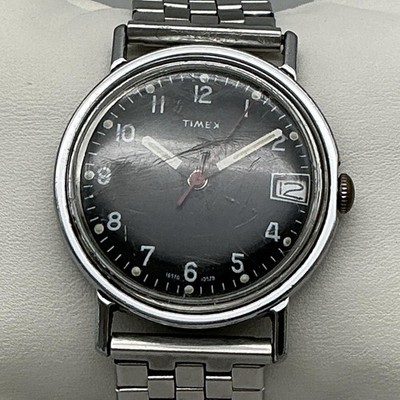 Vintage Timex Day-Date Men\'s Wristwatch Silver Tone Black Dial Mechanical Watch Timex main image 3