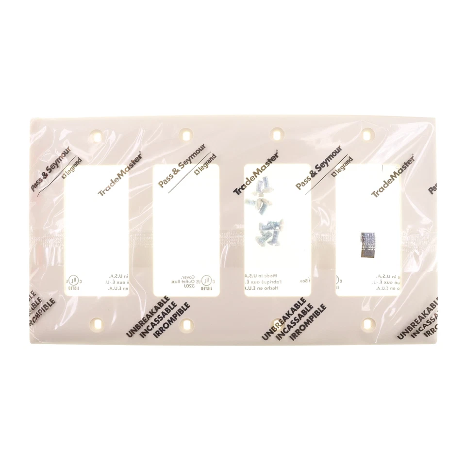 PLACA DE PARED DECORATIVA PASS & SEYMOUR TP264-LA, 4 VELOCIDADES, ALMENDRA CLARA Foto 2 de 3