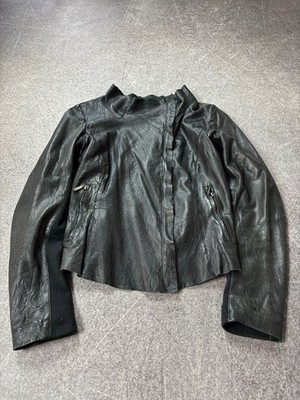 2000s JAPANESE TYPE! ASYMMETRICAL ZIP Y2K GENUINE LEATHER GRUNGE