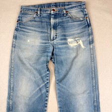Vintage Wrangler Jeans Mens Fits 32x36 Blue OG Cowboy Cut Good Fade Western