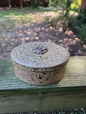 Large enameled enamel jewelry box rhinestones pink mirrored