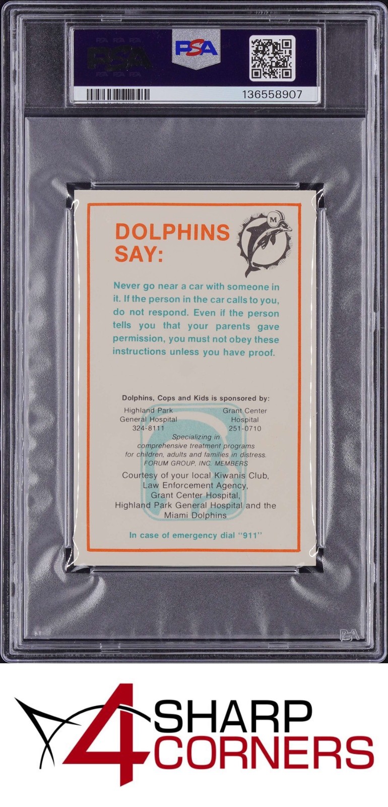 1984 DOLPHINS POLICE DAN MARINO RC HOF PSA 10 view 2