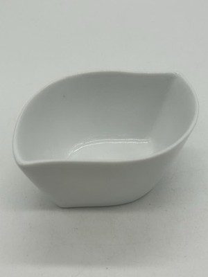 Crate & Barrel White Dipping Condiment Almond Shaped Bowl