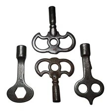 Antique Metal Clock Winding Key Lot of 4 Victorian Era Replacement Parts