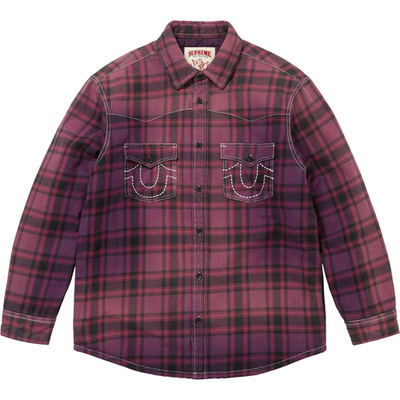 Supreme True Religion Quilted Lined Plaid Flannel Shirt 'Purple' M