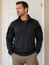 NEW LARGE MENS VERTX RECON COMBAT LONG SLEEVE SHIRT VTX8525 BLACK XLARGE
