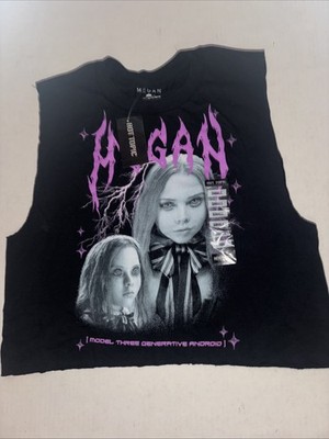 HOT TOPIC Cropped Tank Top Megan M3gan Horror Metal Purple Goth Small NWT