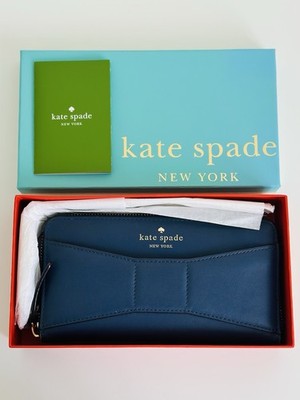 Kate Spade Park Avenue Lacey Zip Around Wallet French Navy Bow