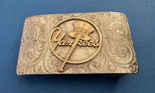 RARE 1976 Sterling Silver & Gold NY YANKEES Retro Logo MLB Baseball Belt Buckle