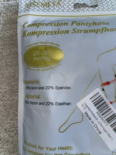 YISEMEYA Compression Pantyhose Women Sz L Beige Tan Closed Toe 20-30 mm FDA App - Picture 3 of 3