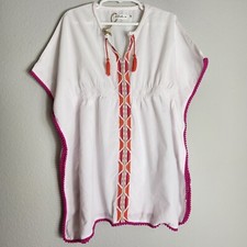Ouch Australia Girls Embroidered Cotton Lawn Bobble Trim Kaftan-Size 4