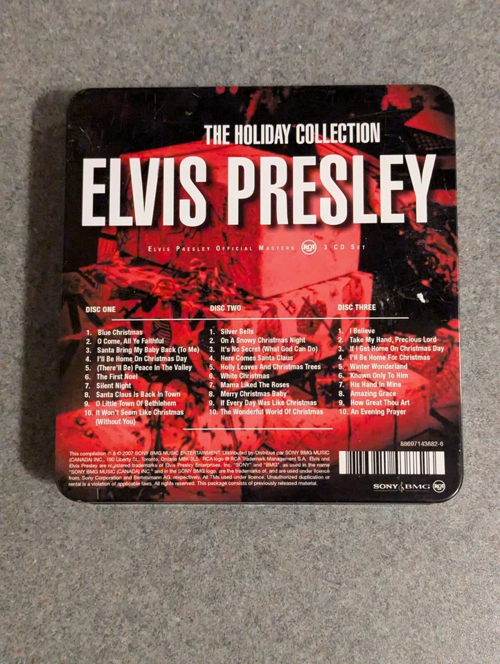 The Holiday Collection de Elvis Presley (Caja de 3 CD Collector Tin, 2007, Sony)  Foto 2 de 4