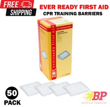 Ever Ready First Aid Latex Free CPR Training Practice Manikin Face Shields -50CT